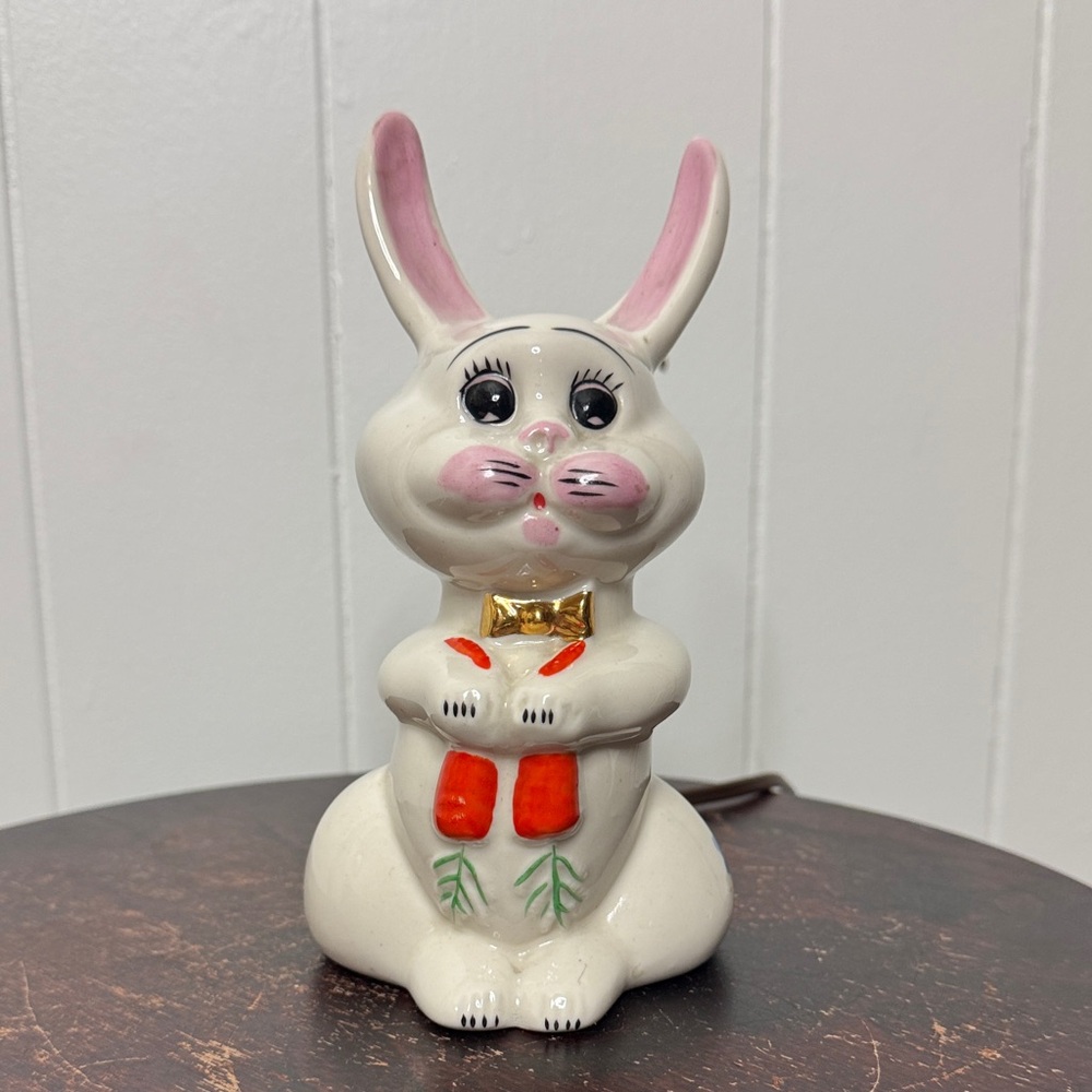 Vintage porcelain rabbit lamp Easter bunny
